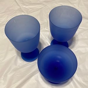 Vintage blue satin glass sets of 3
